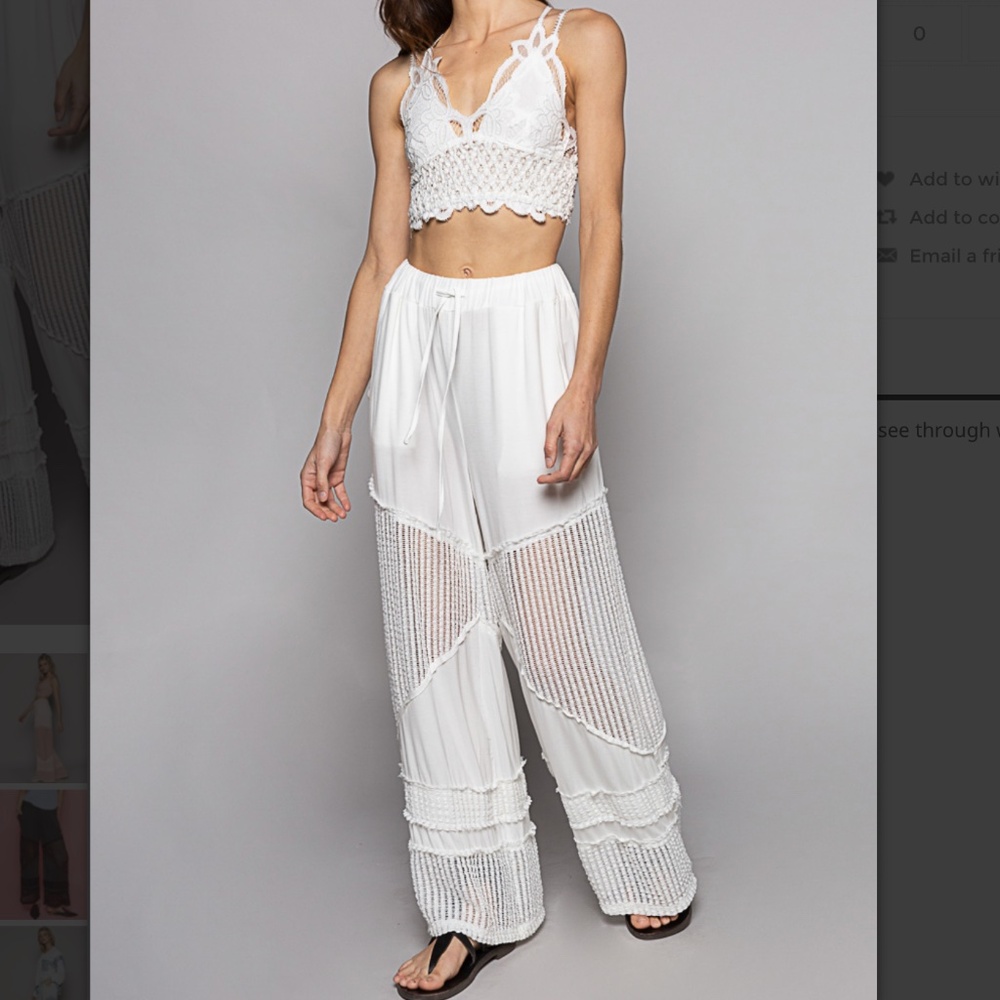 🎁 POL “ Vero Beach “POL Comfy Flowy Rayon Wide Leg Pants Travel Pants 59A - Picture 3 of 6